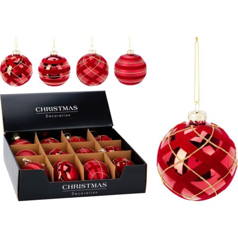 SFERA VETRO 8CM ROSSO 4ASS